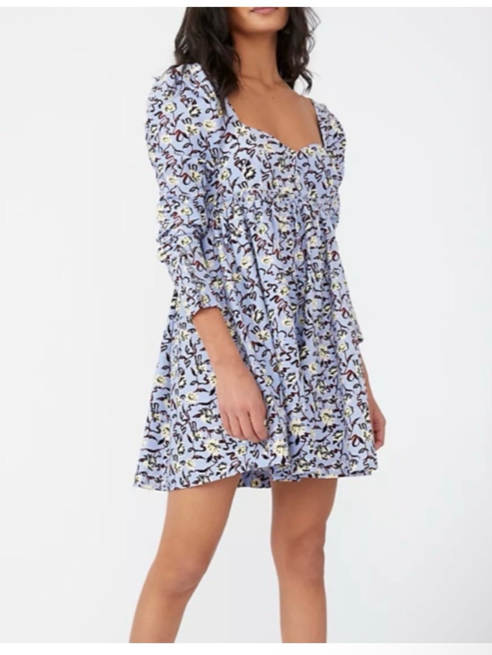 Light purple Floral Smocked Mini Dress